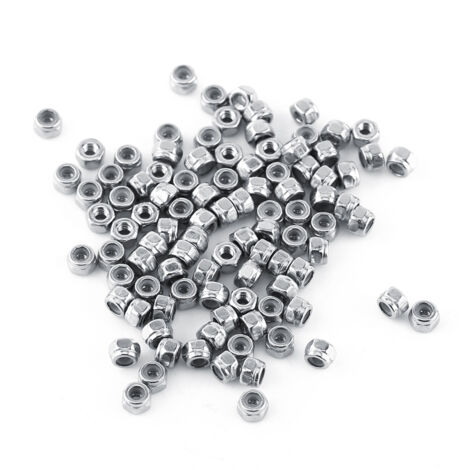 Packung mit 100 sechseckigen Nylon-Bremsmuttern aus Edelstahl 304, M2-Gewinde