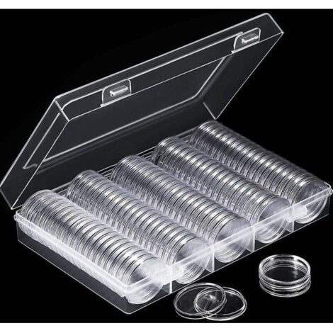 Packung mit 100 transparenten Kapseln für 30-mm-Münzen, transparente Aufbewahrungsbox für Gedenkmünzen