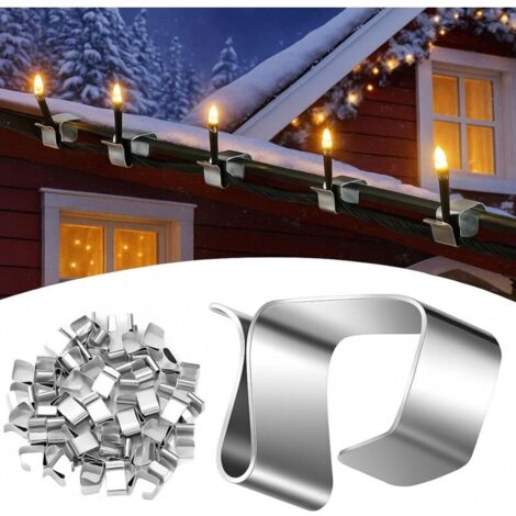 Packung mit 100 verzinkten Außenleuchtenhaken, Dachhaken, Dachrinnenhaken für Weihnachtsbeleuchtung, Dekorationen und Weihnachtsbeleuchtung (14 x 11 mm)