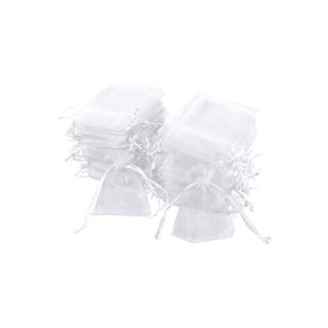 Packung mit 100 weißen Organzabeuteln, 7 x 9 cm, Organza-Geschenkbeutel, Schmuckbeutel, Hochzeitsbeutel, Lavendelbeutel, Hochzeitsgeschenk