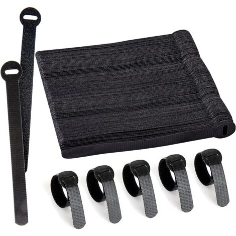 Packung mit 100 wiederverwendbaren, schwarzen, verstellbaren und abnehmbaren Kabelbindern für Computerkabelmanagement, Kabelorganisation, Fernseher, Büro