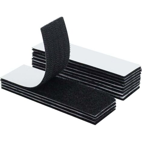 Packung mit 12 extra starken, doppelseitigen, wiederverwendbaren, rechteckigen, selbstklebenden Streifen, 3 x 10 cm (Schwarz) für Wände/Böden/Türen/Glas/Metall