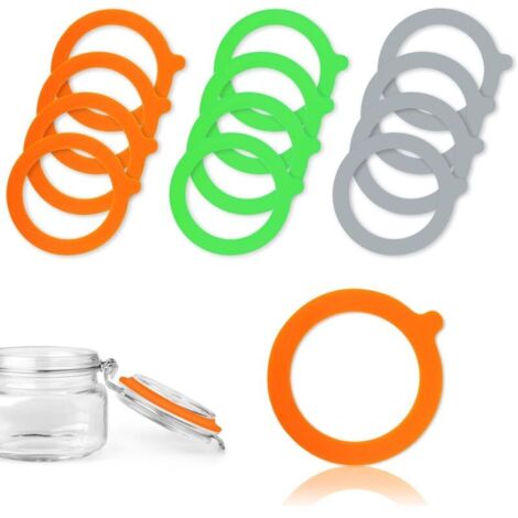 Packung mit 12 Glasdichtungen, Gummidichtungen, Ersatzdichtungen für Clip-on-Gläser - 70 x 95 mm (Weiß/Orange/Grau)