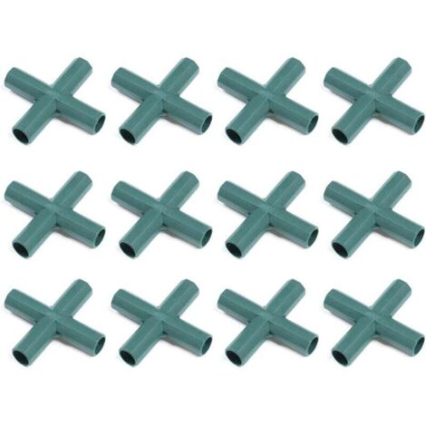 Packung mit 12 robusten PVC-Verbindern für 4-Wege-Gewächshausrahmen (16 mm).