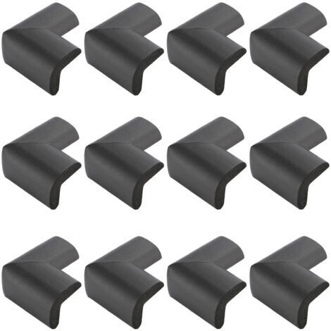 Packung mit 12 selbstklebenden Eckenschützern für Babymöbel - sichern Tisch- und Stuhlecken, sicheres und langlebiges Schaumstoffmaterial, einfache Montage, schwarz.