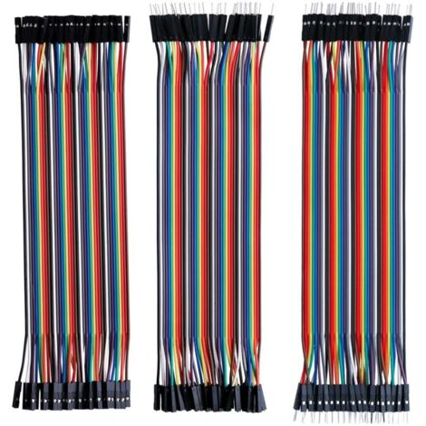 Packung mit 120 Dupont Breadboard-Kabeln, 28 AWG, 3-in-1 (40-polig Stecker auf Buchse, 40-polig Stecker auf Stecker, 40-polig Buchse auf Buchse), 20 cm Länge, für Mega Modell 2560 Nano oder Breadboard