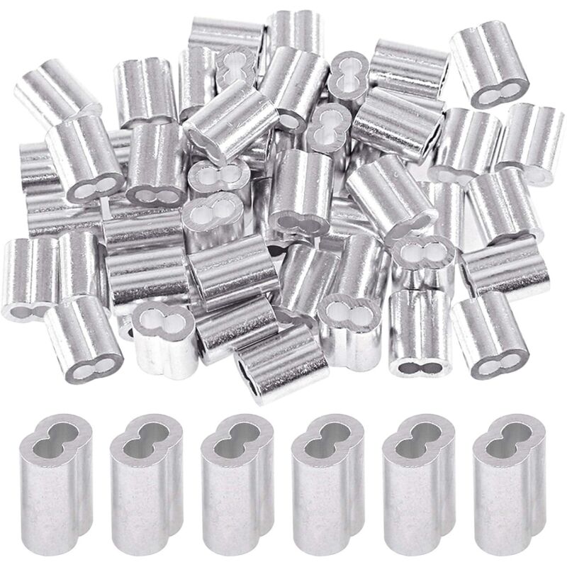 Image of Packung mit 150 3-mm-Aluminium-Crimphülsen für Drahtseil- und Kabelenden (0,3 cm - 150 Stück)