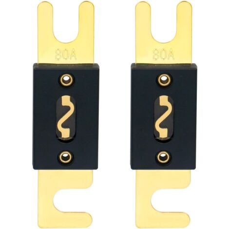 Packung mit 2 ANL-Sicherungen – 80 A – für Auto-Audiosystem – Schwarz und Gold