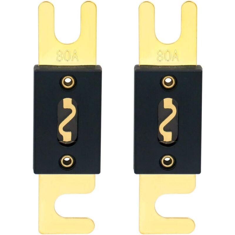 Image of Packung mit 2 ANL-Sicherungen – 80 a – für Auto-Audiosystem – Schwarz und Gold