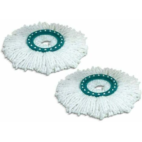 Packung mit 2 Clean Twist Disc Mop-Ersatzköpfen, ideal für Fliesen und Steinböden, wasser- und schmutzabsorbierende Mikrofaser, Ersatzmopps, einfach zu wechseln  FLITI