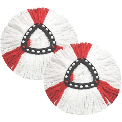Packung mit 2 Moppköpfen, kompatibel mit Vileda 2 in 1 Turbo Mop Ersatzkopf, Mikrofaser, Rot, Weiß.