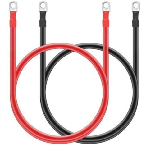 Packung mit 2 reinen Kupfer-Batteriekabeln (5 AWG) mit 10 mm (3/8")-Anschlüssen für den Einsatz im Automobilbereich