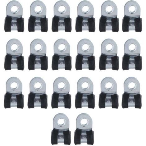 Packung mit 20 gummierten, R-förmigen Schlauchschellen aus Edelstahl für 12-mm-Schläuche oder Drahtseile