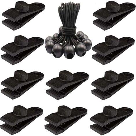 Packung mit 20 robusten Planenclips – Schraubclips mit Gummiball für Markisen, Überdachungen, Pergolen und Abdeckungen