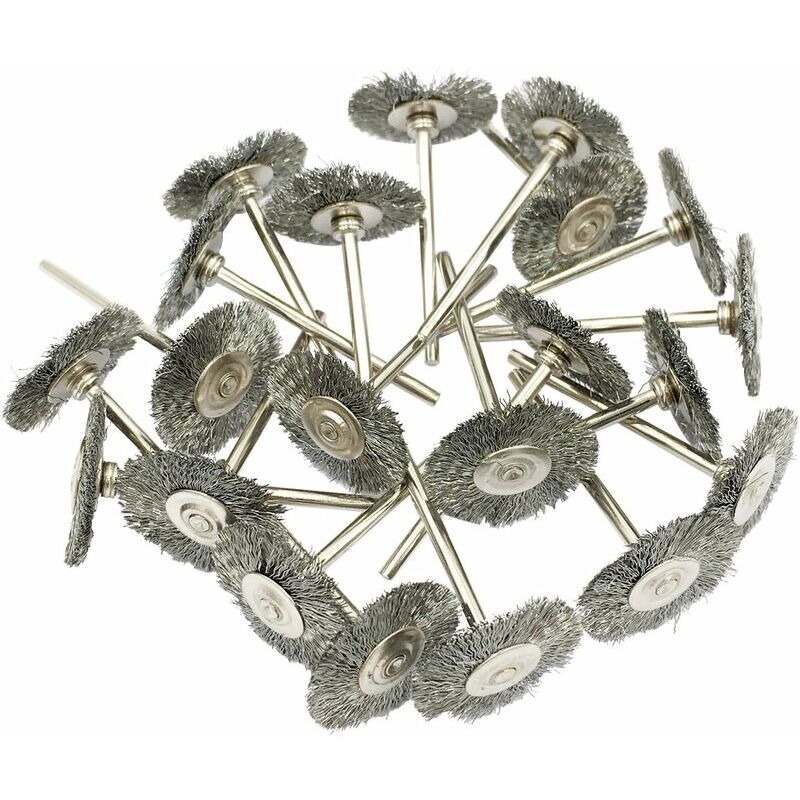 Image of Packung mit 20 Rotationsbürsten aus Stahldraht, 22 mm – Schleifpolierbürste für Rotationswerkzeuge