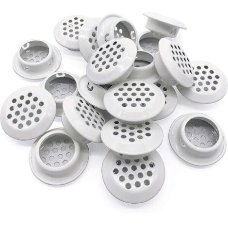 Packung mit 20 runden Dachkastenlüftern, 25 mm – Runde Lüftungsgitter aus Edelstahlgewebe, geeignet für Küchen, Badezimmer, Schränke und Garderoben (Weiß)