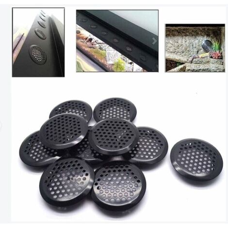 Packung mit 20 runden Lüftungsgittern aus Edelstahl für Wohnmobile, Badezimmer, Küchen usw. Schwarz, 53 mm
