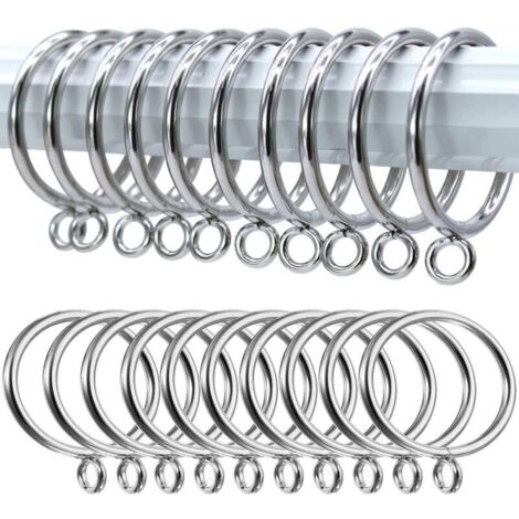 Packung mit 20 silberfarbenen Metall-Gardinenringen, 38 mm, Gardinenstangenringe, Aufhängeringe für Gardinenstangen