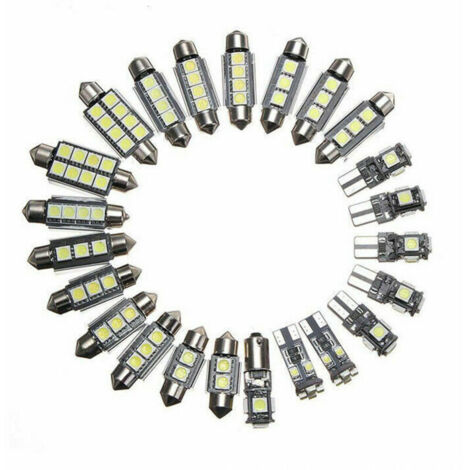 Packung mit 23 SMD-LED-Lampen, Xenonweiß 6500K, für Innenraum- und Kennzeichenbeleuchtung - T10, W5W