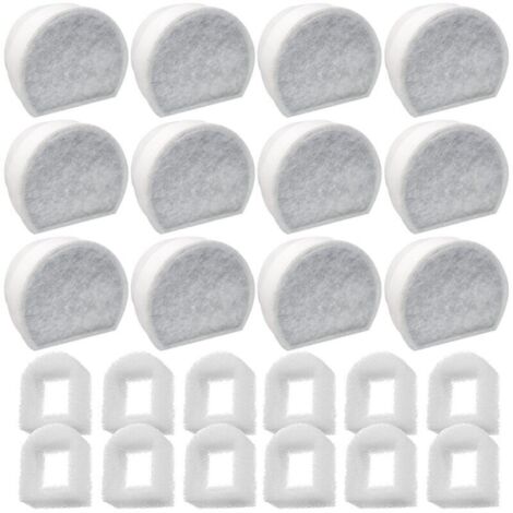 Packung mit 24 Schaumstoff-Vorfiltern und Kohlefiltern – Kompatibel mit PetSafe Drinkwell INOX 360, Avalon, Pagoda, Seascape und Sedona Trinkbrunnen – Effektive Filterung