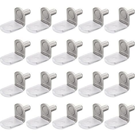 Packung mit 25 L-förmigen Regalträgern (5 mm) mit Gummihülsen für Möbelregale – Silber