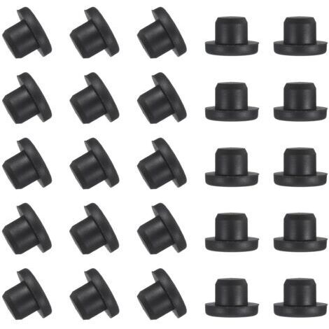 Packung mit 25 T-förmigen Silikonstopfen, 13,5 mm Durchmesser, wiederverwendbar, auslaufsicher, elastische Silikonstopfen, massive Rundlochstopfen für Rohre, schwarz