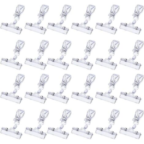 Packung mit 25 transparenten Kunststoff-Drehclips für Schilder und Produktpräsentationen