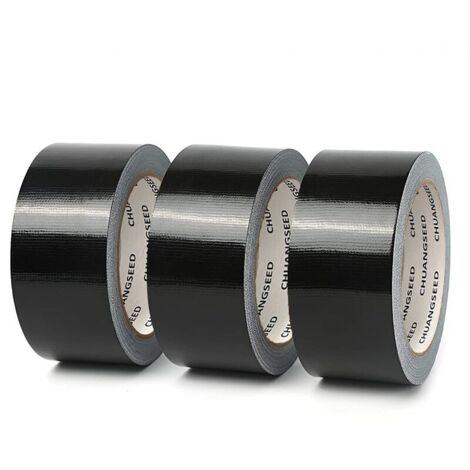 Packung mit 3 Rollen schwarzem Textilklebeband, 220 Mikron x 50 mm x 20 m, schwarzes Gaffer-Tape, Reparaturklebeband nach amerikanischer Art