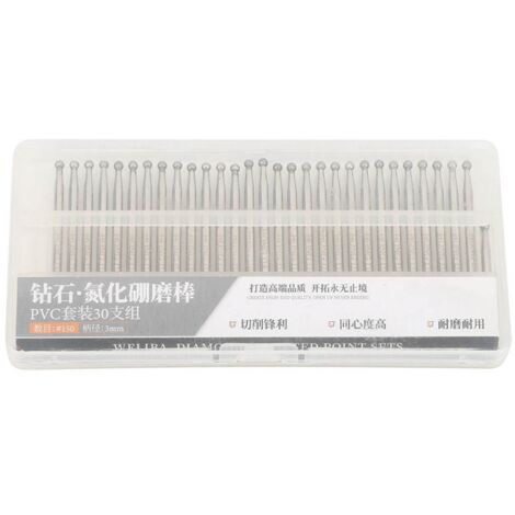 Packung mit 30 Diamantgravierbits mit rundem Kopf, 3 mm, für Elektrowerkzeuge und Graviermaschinen