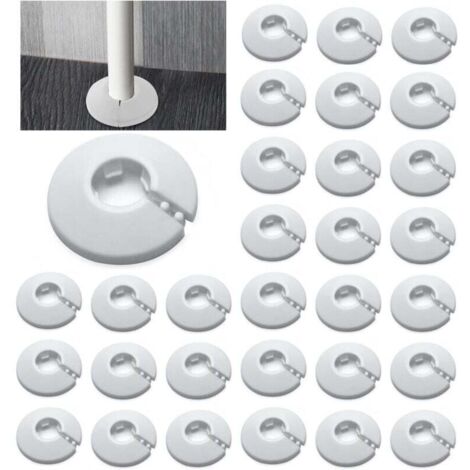 Packung mit 30 einfachen Rosetten für Heizungsrohre, Rohrabdeckungen, Abdeckrosetten für Heizkörper, weiß (22 mm)