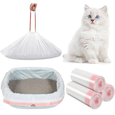 Packung mit 30 XXL-Katzenstreubeuteln (91 x 45 cm) – Extra dicke, 0,03 mm kratzfeste Beutel – Kordelzugverschluss – Kompatibel mit automatischen/großen Katzentoiletten