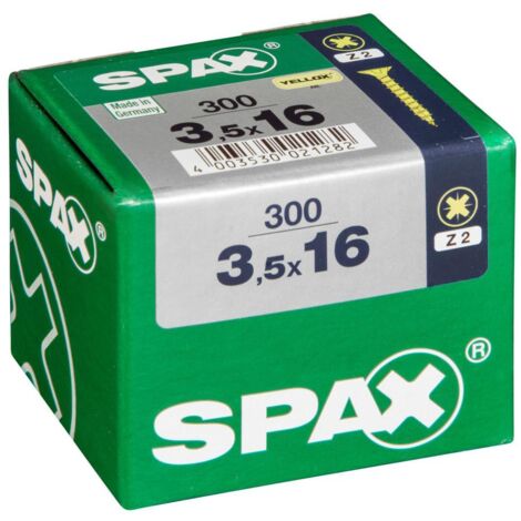 Packung mit 300 SPAX Pozidriv Senkkopfschrauben aus Stahl, 3,5 mm Durchmesser x 16 mm Länge SPAX
