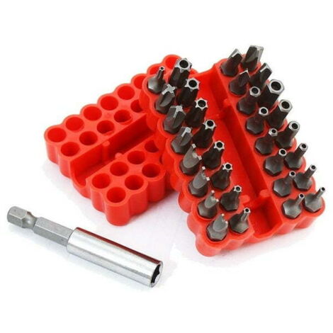 Packung mit 33 manipulationssicheren sechseckigen Sicherheitsspitzen inklusive eines 5,1 cm großen Magnethalters.