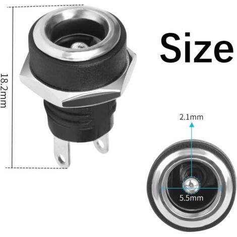 Packung mit 4 DC 2-poligen 5,5 x 2,1 mm Buchsen, Hohlstecker, DC-Stromstecker.