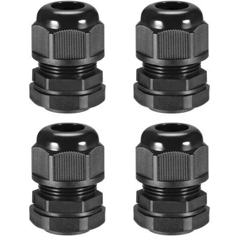 Packung mit 4 wasserdichten PG42-Kabelverschraubungen aus Nylon für Drähte mit einem Durchmesser von 31 bis 39 mm (schwarz)