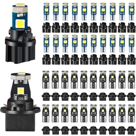 Packung mit 40 T5/T10-LED-Lampen für das Armaturenbrett, mit drehbarer Fassung, für die Fahrzeuginnenbeleuchtung, Kontrollleuchten und Kartenbeleuchtung.