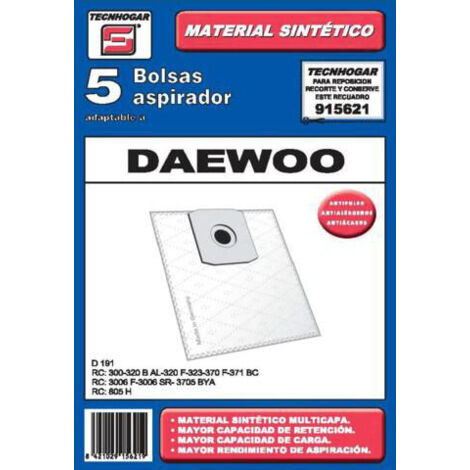 Packung mit 5 Beuteln für Staubsauger Daewoo 915621