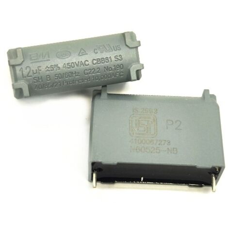 Packung mit 5 BM 1,2 µF 450 V grauen Folienkondensatoren, Industriequalität, Hochfrequenz, niedriger ESR, Durchsteckmontage, 1,2 µF, geeignet für Schaltnetzteile.