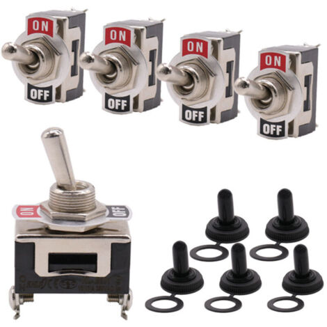 Packung mit 5 professionellen Kfz-Wippschaltern, 15A 250V/20A 125V, mit wasserdichten Kappen, einpolig, zweipolig, Einweg-Wippschalter.