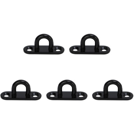 Packung mit 5 schwarzen ovalen Befestigungsösen 5 mm (0,20 Zoll) aus Edelstahl, für Decken und Türen.