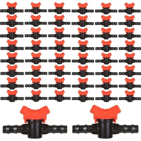 Packung mit 50 Bewässerungsschlauchverbindern, 16-mm-Kunststoff-Gartenschlauchanschlüsse für Bewässerungssysteme, 16-mm-Bewässerungsschlauchventile für Tropfbewässerungsschläuche