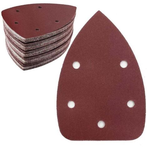 Packung mit 50 dreieckigen Schleifblättern, Körnung 240, 5 Löcher, Klettverschluss auf der Rückseite, Delta-Schleifpapier für Dreieckschleifer 140 x 100 mm