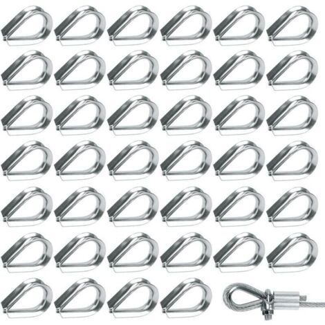 Packung mit 50 Kabelschuhen aus Edelstahl 304 – Für 2-mm-Drahtseile – Stabile und dauerhafte Befestigung – Korrosionsbeständig