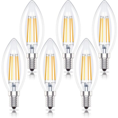 Packung mit 6 dimmbaren E14-LED-Kerzenlampen, 4 W (ersetzt 40 W), warmweiß 2700 K, dimmbar