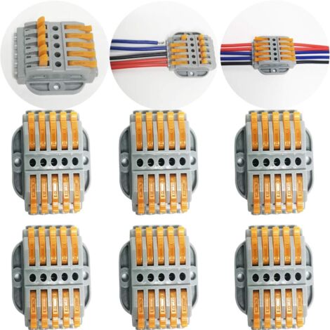 Packung mit 6 fünfpoligen elektrischen Steckverbindern – kompakten Klemmenblöcken für Kabel, sicher, zuverlässig & einfach zu installieren