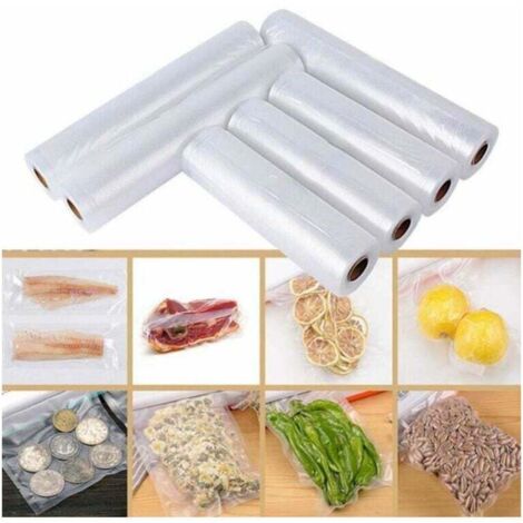 Packung mit 6 Rollen (20 x 500 cm + 28 x 500 cm) geprägten Vakuumierbeuteln für Lebensmittel