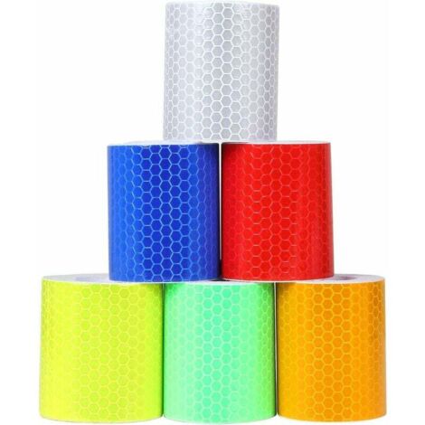 Packung mit 6 selbstklebenden Warnbändern, selbstklebendes reflektierendes Klebeband, hohe Leistung – 50 mm x 3 m, ideal zum Markieren von gefährlichen Bereichen