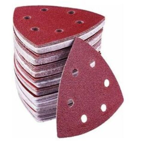 Packung mit 72 Schleifdreiecken - 6 Löcher - 90 x 90 x 90 mm - Körnung 40/60/80/120/180/240 - Schleifdreiecke zum Schleifen und Polieren
