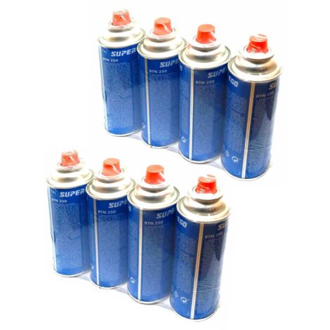 Packung mit 8 Butankartuschen für tragbare Campingküche 250 BTN (100% Butan)