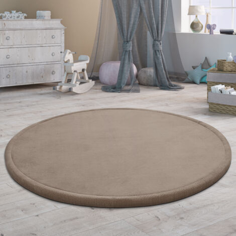 Paco Home Alfombra Redonda Habitación Infantil Juegos Bebé Motivo Leones  Beige Blanco 80 cm redon